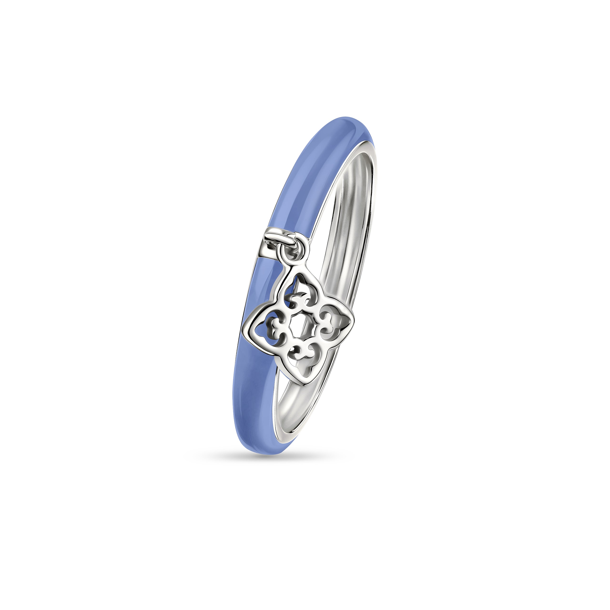 Classic Blue Enamel Ring | Rhodium