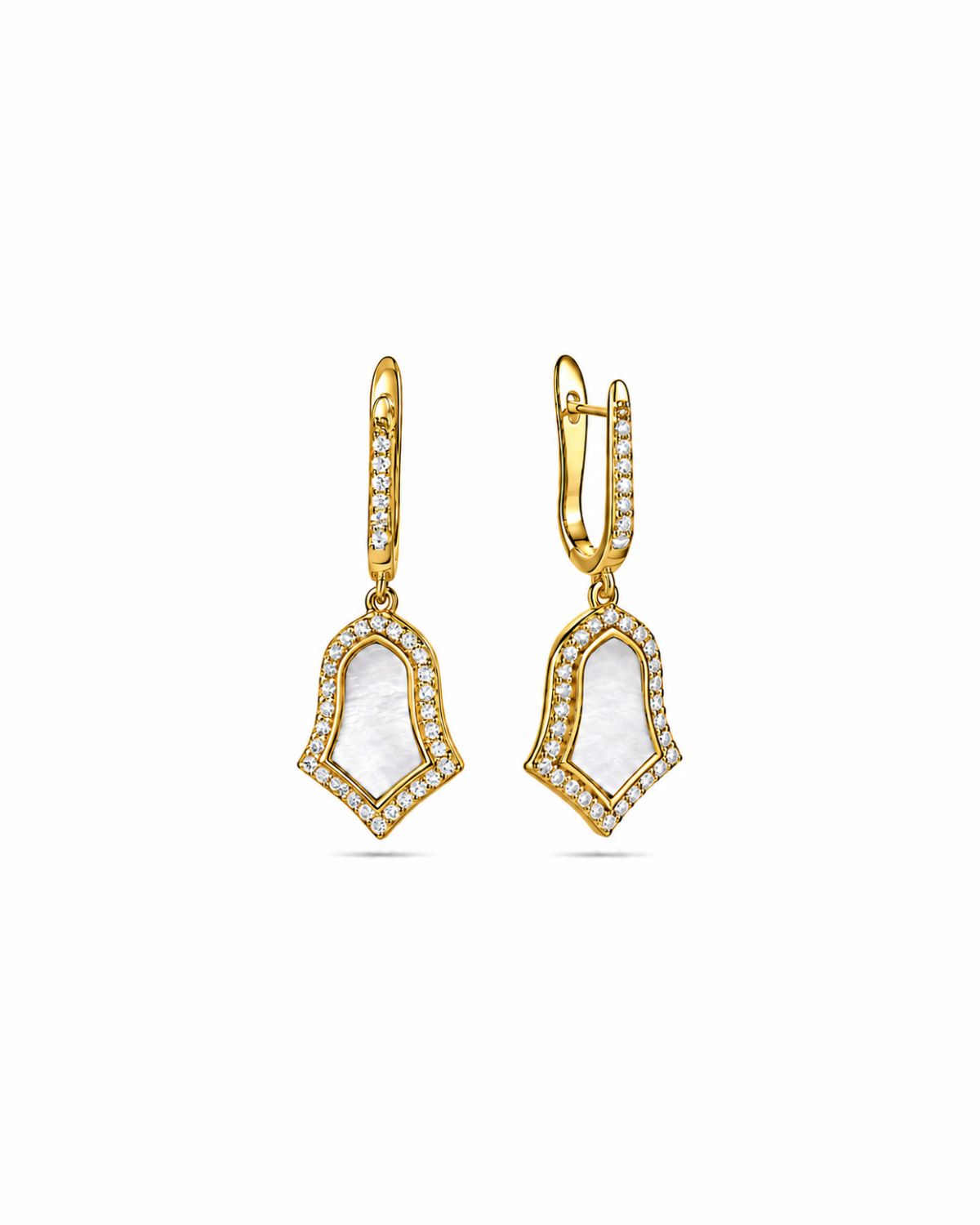 Steppe Tulip Double-Sided Earrings | Mother of Pearl | Yellow Gold