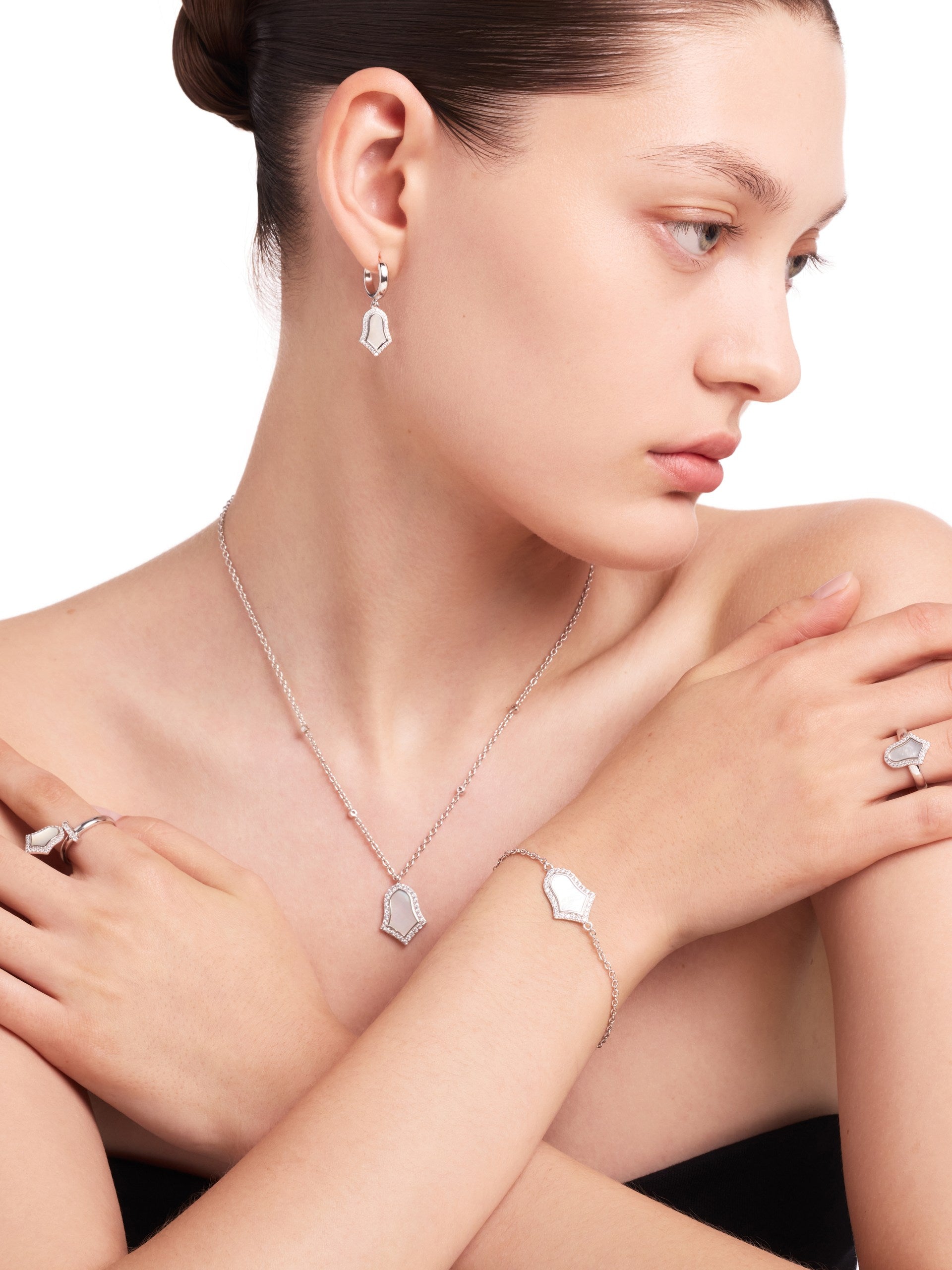Steppe Tulip Double-Sided Pendant | Mother of Pearl | Rhodium