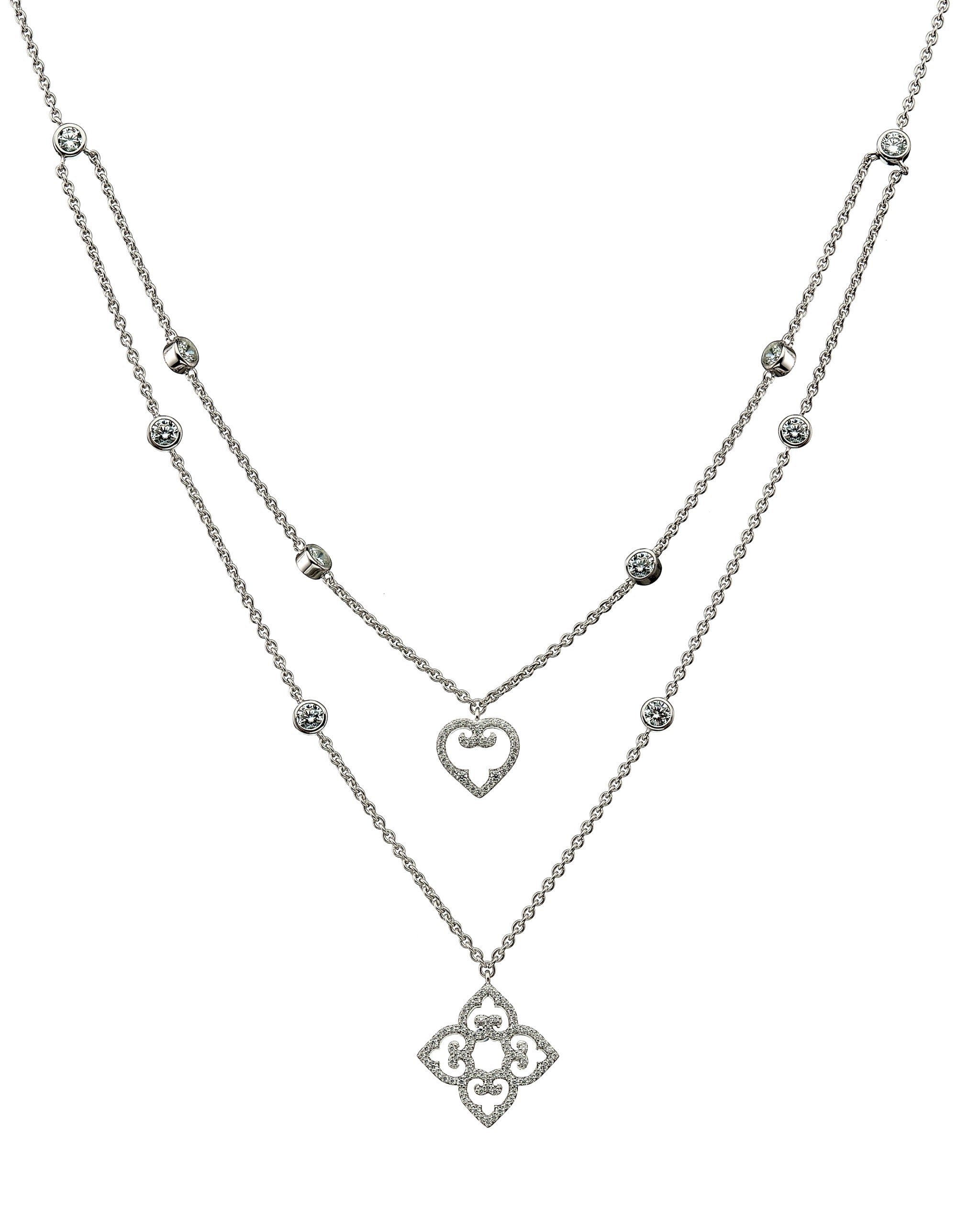 Mother and Child Double-Sided Necklace | Rhodium