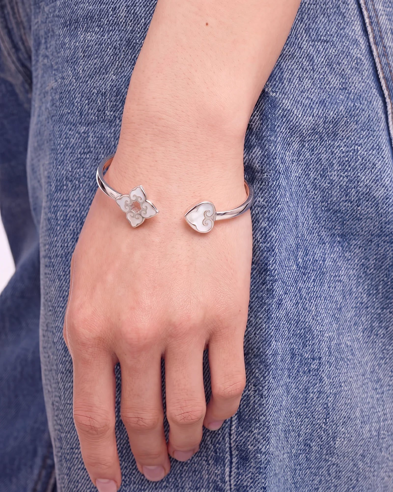 White Enamel Bracelet | Silver