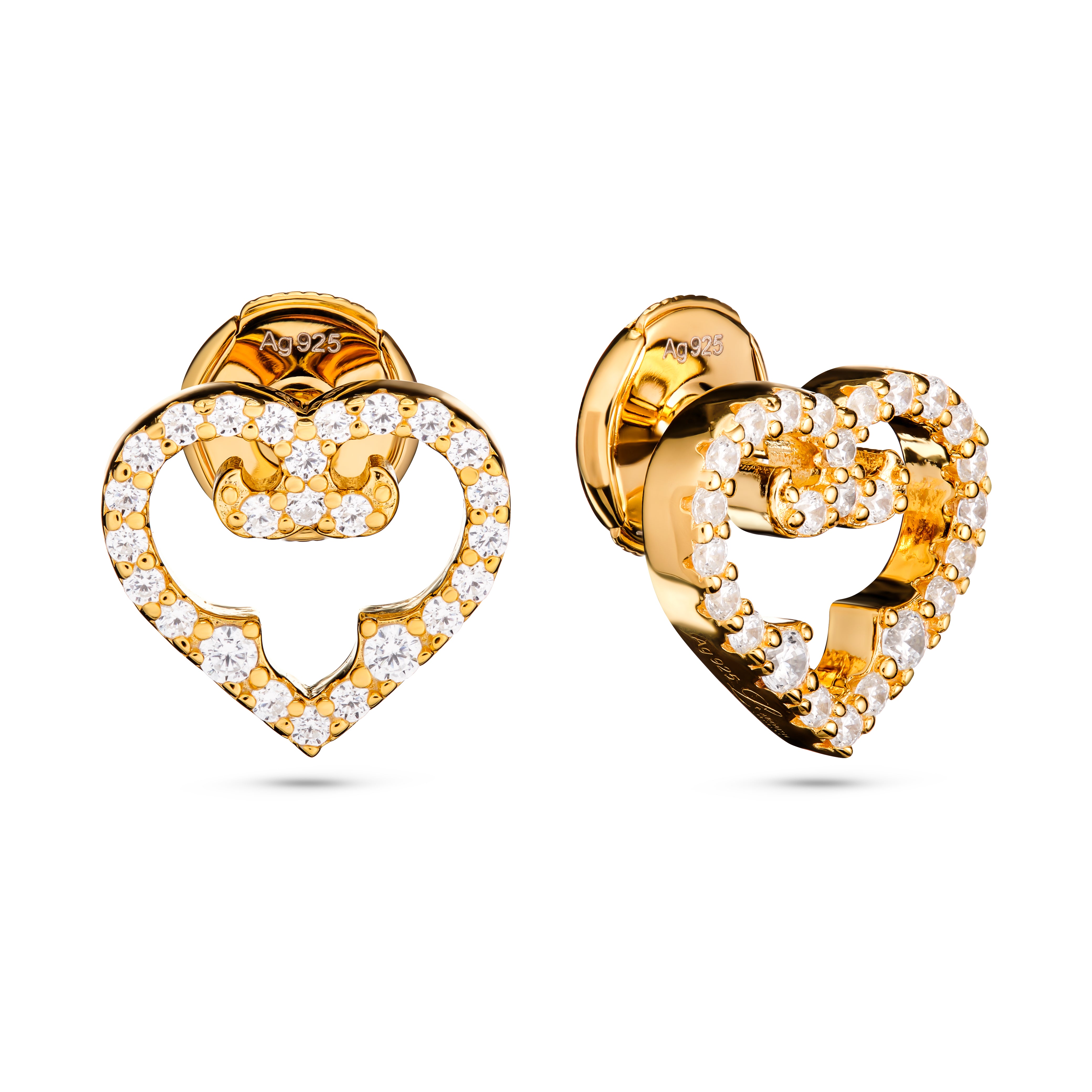Heart Stud Earrings | Yellow Gold | Gold Post