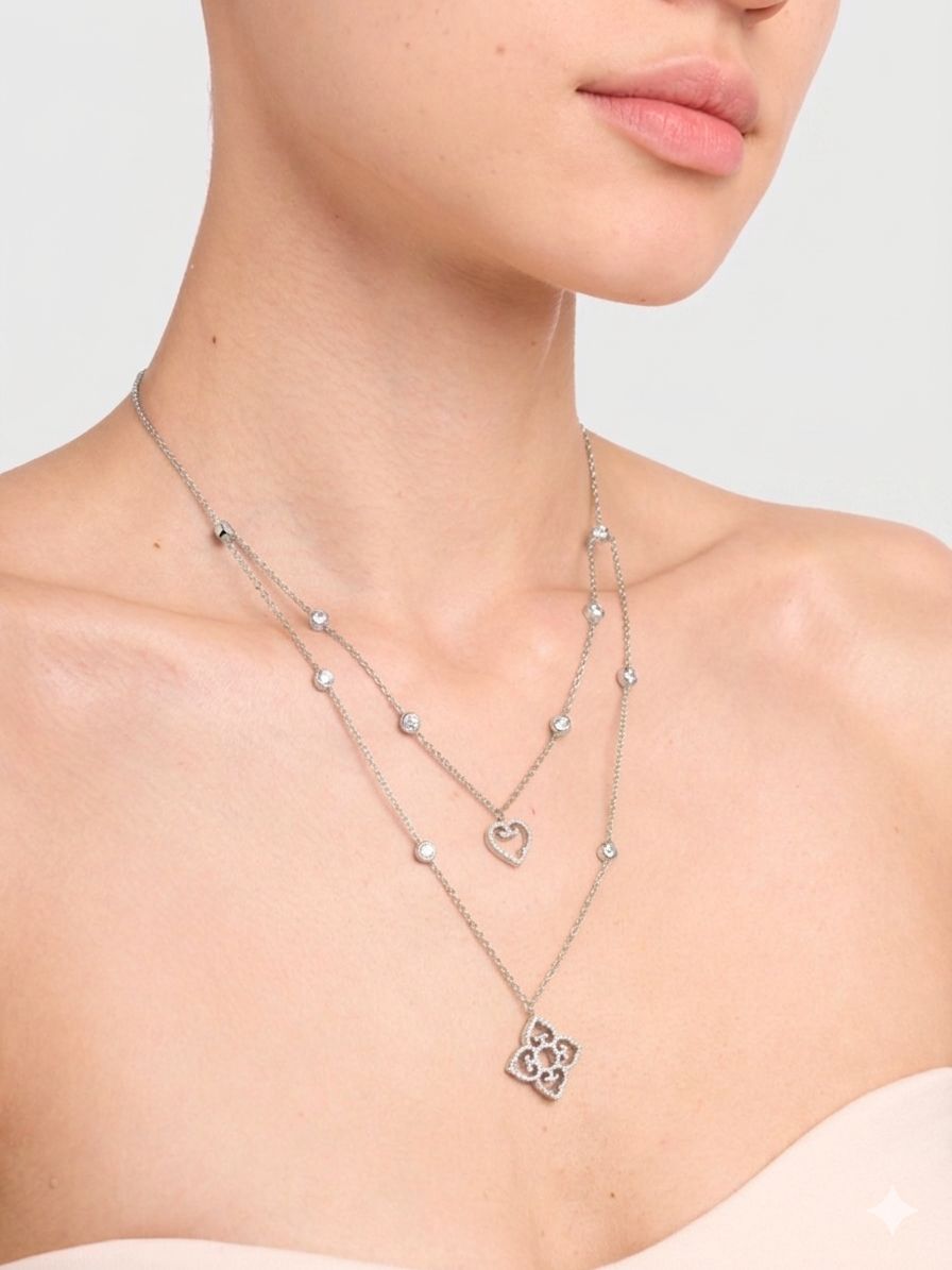 Mother and Child Double-Sided Necklace | Large Pearl | Rhodium