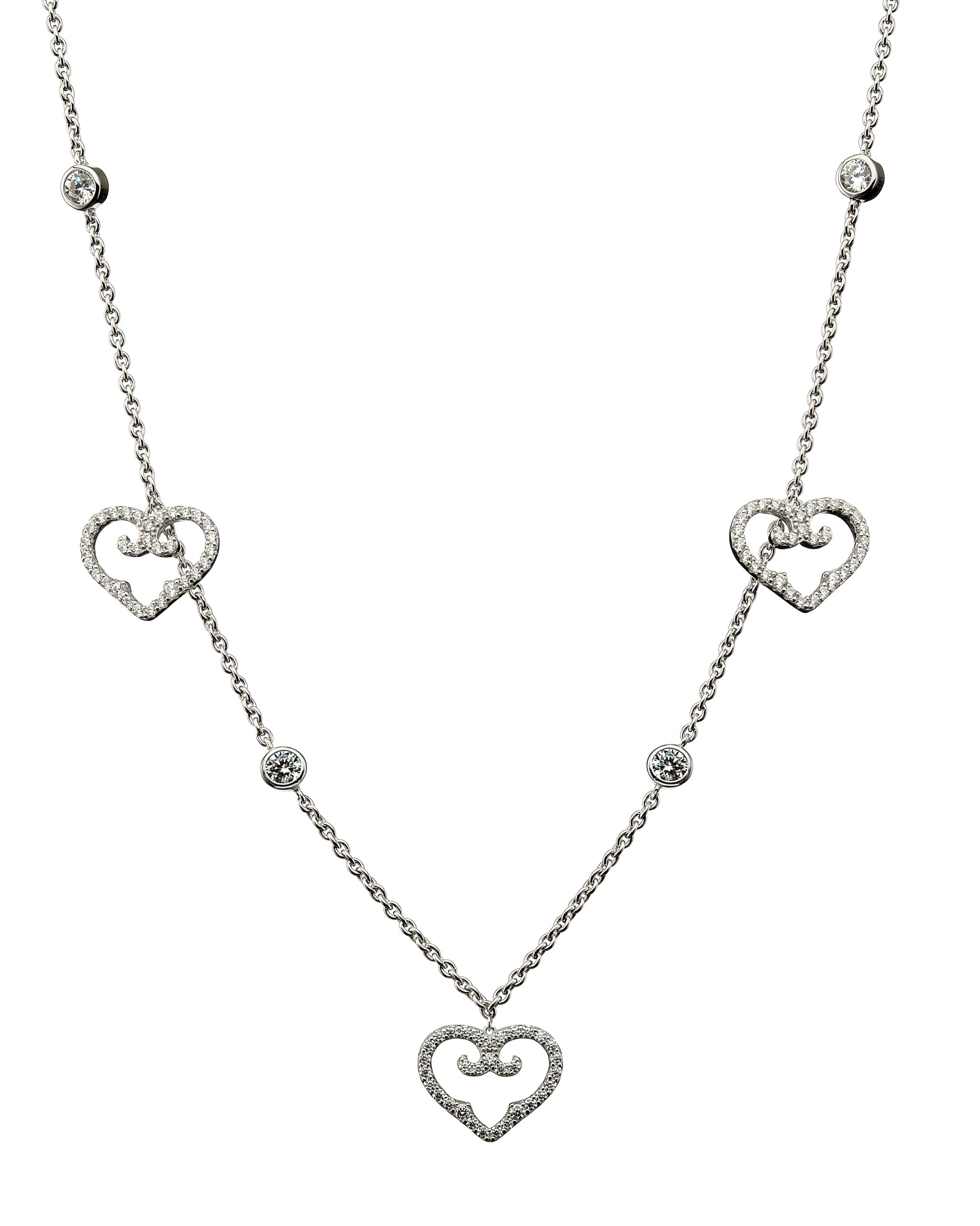 Three Hearts Choker | Rhodium